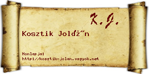 Kosztik Jolán névjegykártya