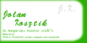 jolan kosztik business card